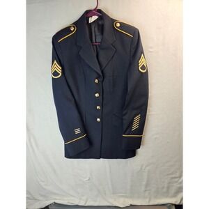 US Army Womens Dress Blue Uniform Coat Jacket 10MR Wool Serge Blue 450 Sergeant
